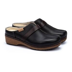 Pikolinos Wow Granada Slip On Clogs Black & Brown Leather size 40 EU 9-9.5 US